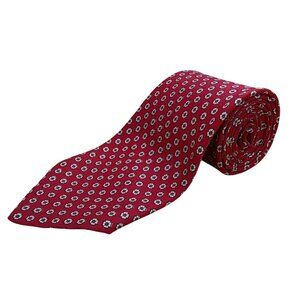 Vintage Brooks Brothers Mens Red Silk Patterned Tie Made In England 57" Length